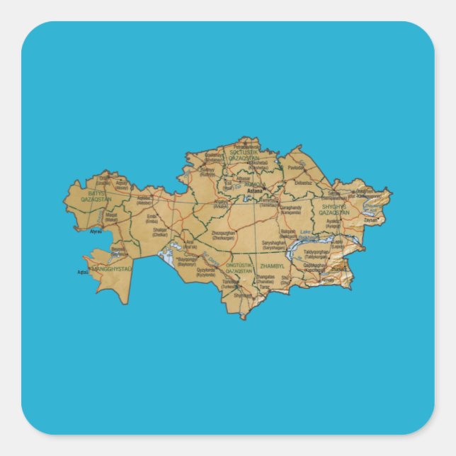 Kazakhstan Map Sticker (Front)