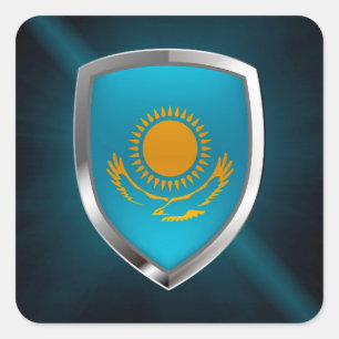 Kazakhstan Metallic Emblem Square Sticker