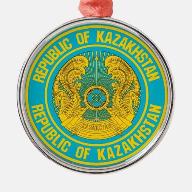 Kazakhstan Round Emblem Metal Ornament (Front)