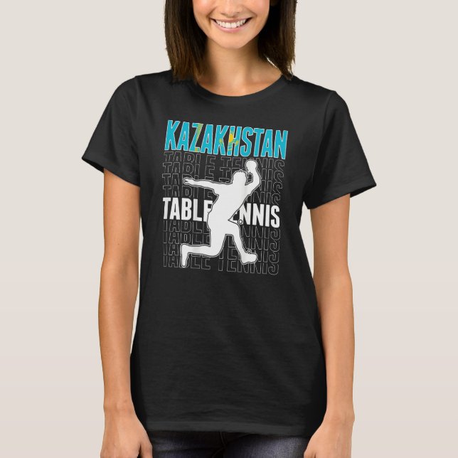 Kazakhstan Table Tennis Fans   Kazakhstani Flag Pi T-Shirt (Front)