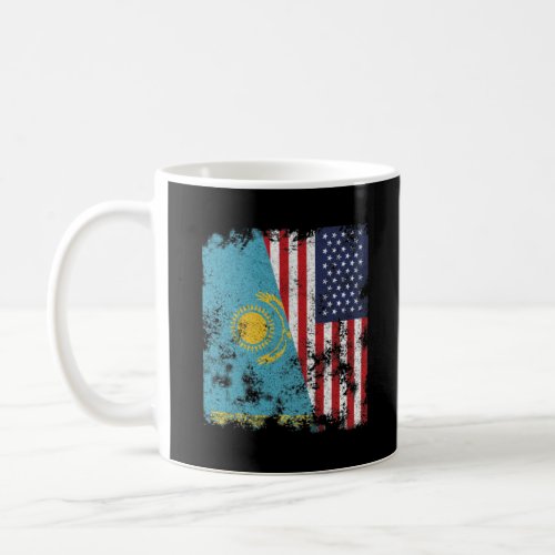 Kazakhstan USA Flag _ Half American Coffee Mug