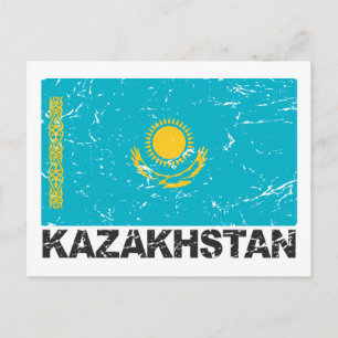 Kazakhstan Vintage Flag Postcard