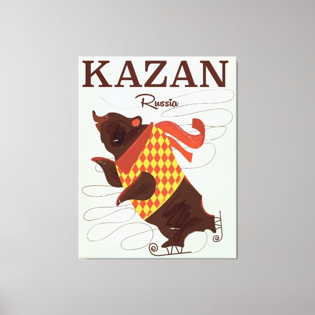 Kazan Russia bear vintage travel poster Canvas Print (Front)