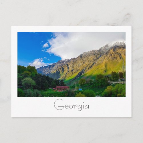 Kazbegi Georgia Caucuses Mountains Nature Postcard