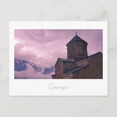 Kazbegi Georgia Gergeti Church Mountain Landscape Postcard