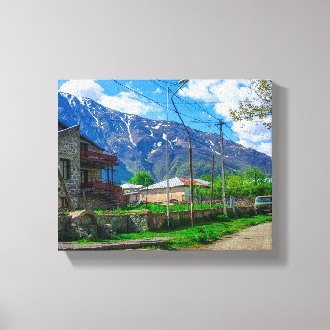 Kazbegi Stepantsminda Georgia Caucuses Mountains Canvas Print (Front)