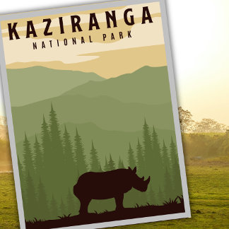 Kaziranga National Park Safari India Travel  Postcard