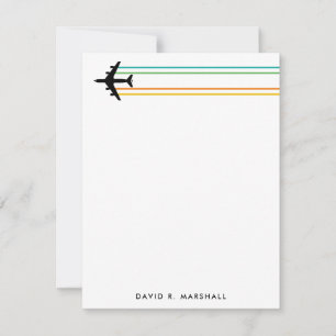 KC-135 Refueling Jet Colorful Contrail Custom Name Note Card