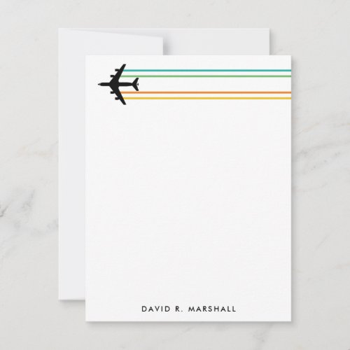 KC_135 Refueling Jet Colorful Contrail Custom Name Note Card