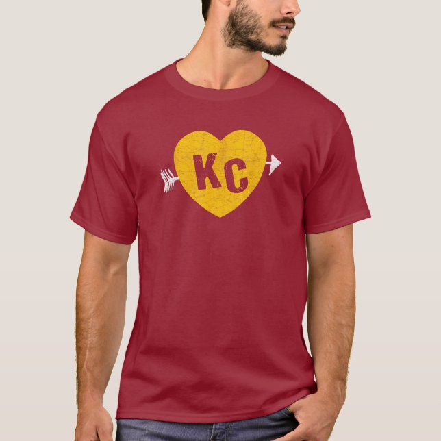 KC Red & Yellow Heart & Arrow KC  T-Shirt (Front)