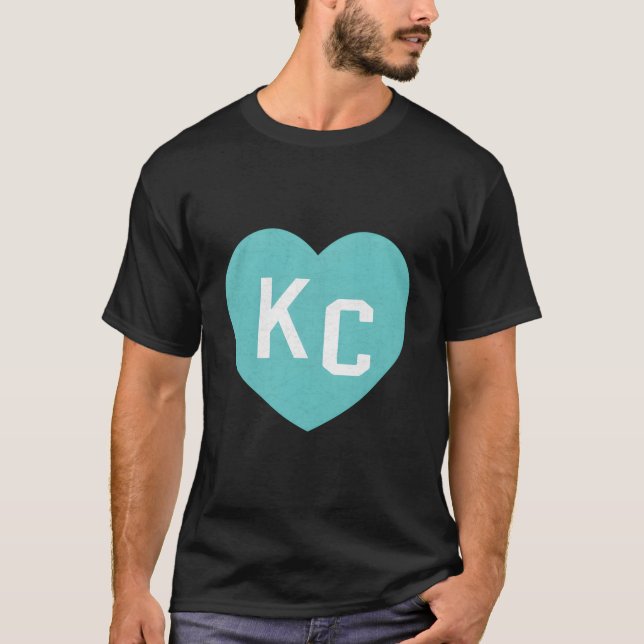 Kc Teal Blue He Kansas City I Love He Kc Teal Blue T-Shirt (Front)