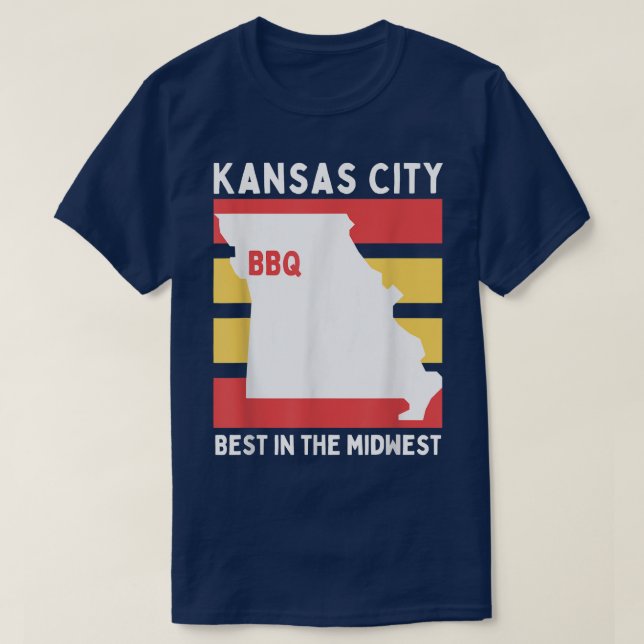 KCMO, Midwest BBQ Cows Cattle Chicken Pigs Barbecu T-Shirt (Design Front)