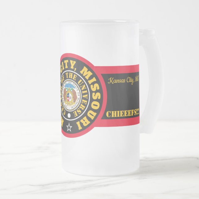 KCMOCOU KANSAS CITY, MO. (COU) 2  FROSTED GLASS BEER MUG (Front Right)