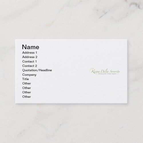 KD Sorority Logo Business Card