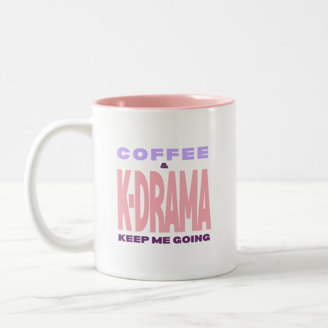 Kdrama Lover Coffee Mug Gift Pink Typography (Left)
