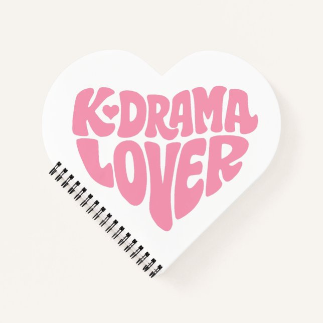 Kdrama Lover Pink Heart Typography Simple Cute Notebook (Front)