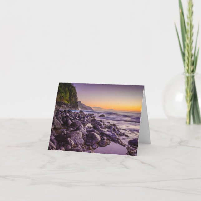 Ke’e Beach at Sunrise, Kauai, Hawaii Note Card (Front)