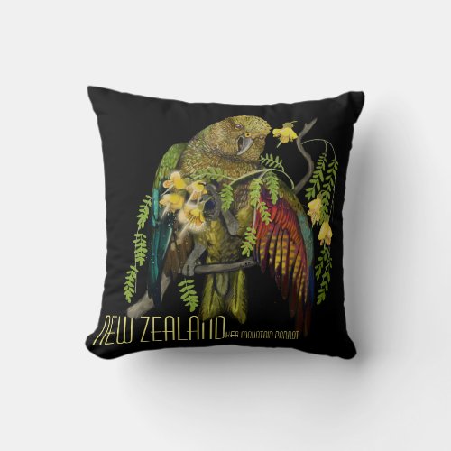 Kea New Zealand Mountain Parrot Throw Pillow