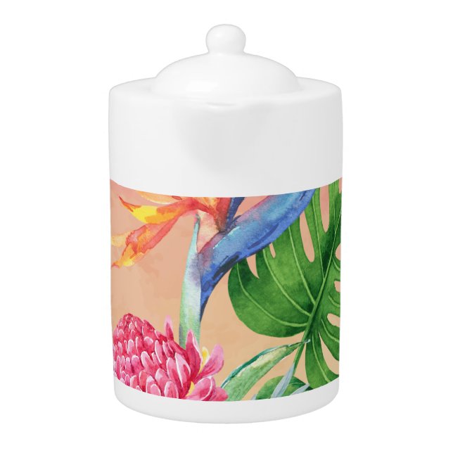 Kealoha- (Sunset Pink) Hawaiian Flower Teapot (Front)