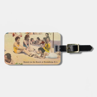 Keansburg, New Jersey - Antique Beach Shore Scene Luggage Tag