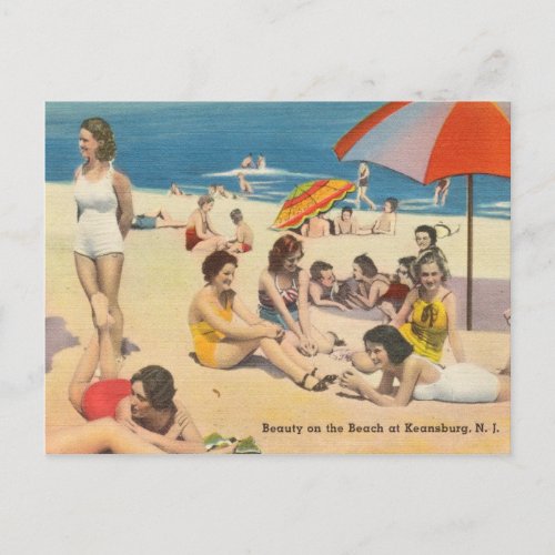 Keansburg NJ Antique Beach Scene Postcard