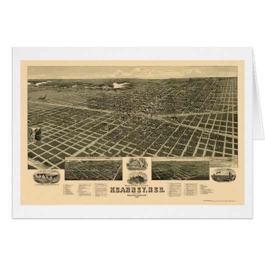 Kearney, NE Panoramic Map - 1889 Cards (Front Horizontal)
