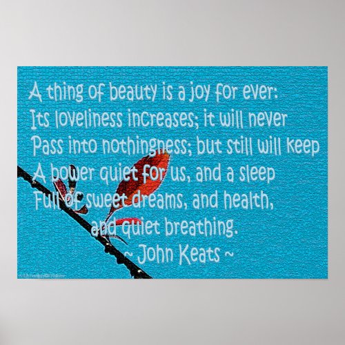 Keats a thing of beauty is a joy for ever poster