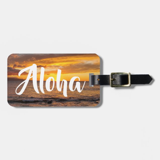 Keawakapu Beach Sunset Maui Luggage Tag (Front Horizontal)