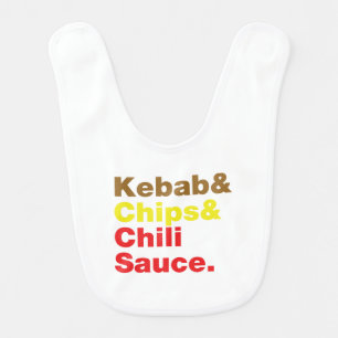 Kebab & Chips & Chili Sauce. Baby Bib