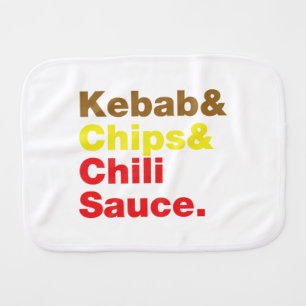 Kebab & Chips & Chili Sauce. Baby Burp Cloth