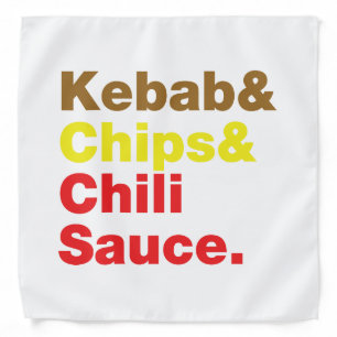 Kebab & Chips & Chili Sauce. Bandana