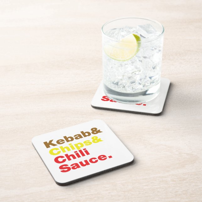 Kebab & Chips & Chili Sauce. Beverage Coaster (Right Side)
