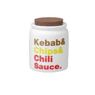 Kebab & Chips & Chili Sauce. Candy Jar