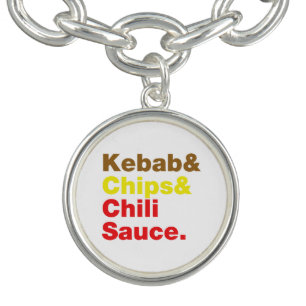 Kebab & Chips & Chili Sauce. Charm Bracelet