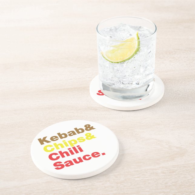 Kebab & Chips & Chili Sauce. Coaster (Side)