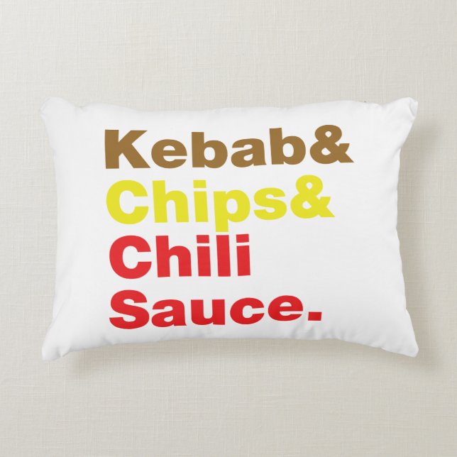 Kebab & Chips & Chili Sauce. Decorative Pillow (Front)