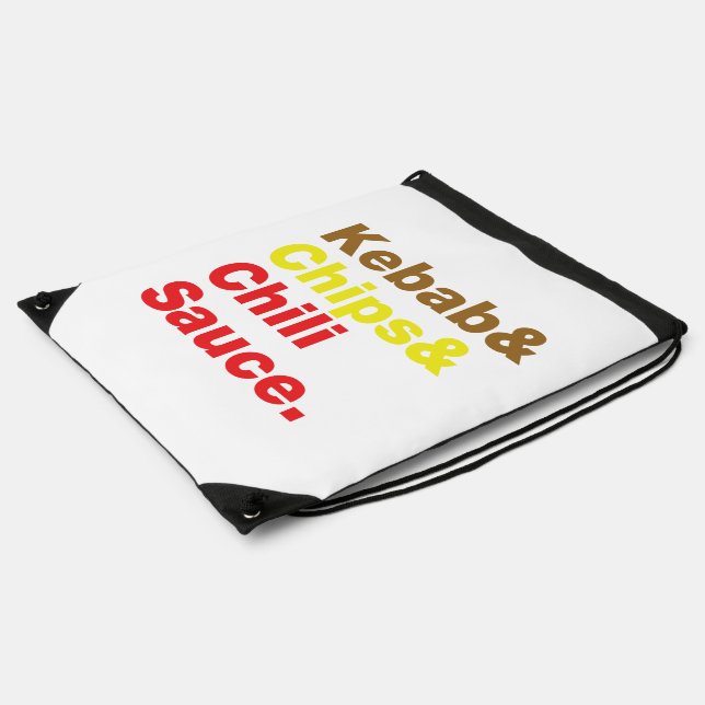 Kebab & Chips & Chili Sauce. Drawstring Bag (Side)