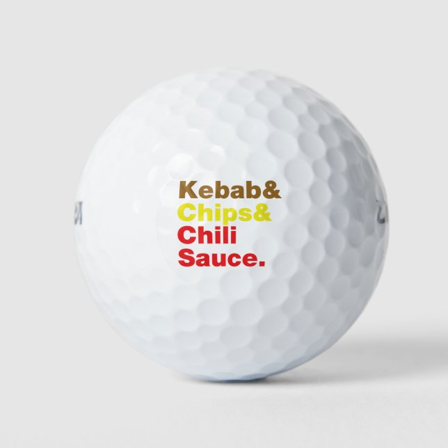 Kebab & Chips & Chili Sauce. Golf Balls (Front)