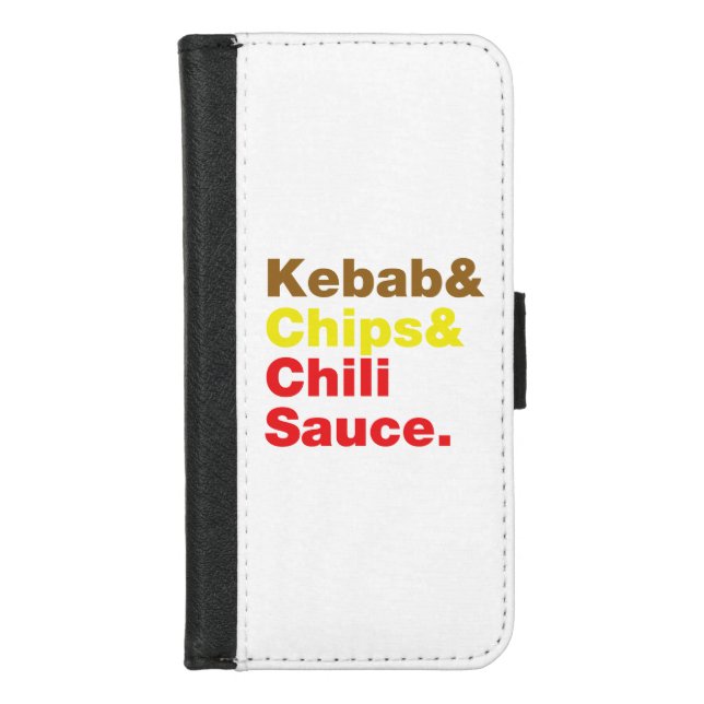 Kebab & Chips & Chili Sauce. iPhone Wallet Case (Front)
