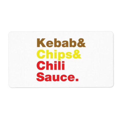 Kebab  Chips  Chili Sauce Label