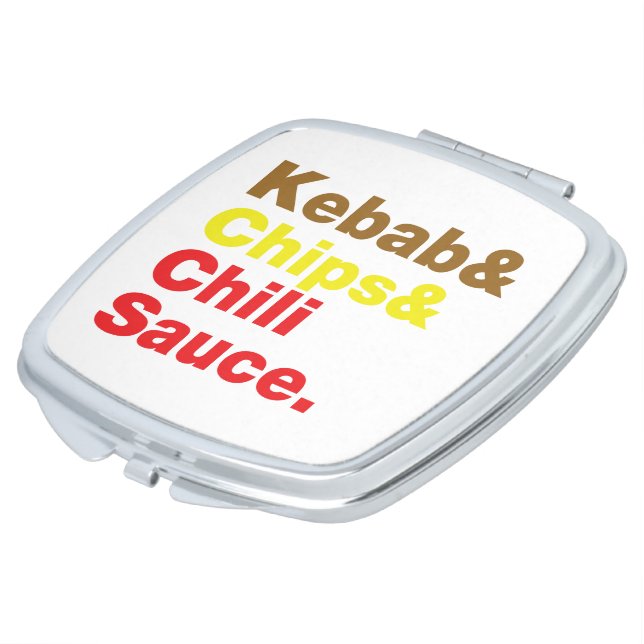 Kebab & Chips & Chili Sauce. Mirror For Makeup (Turned)