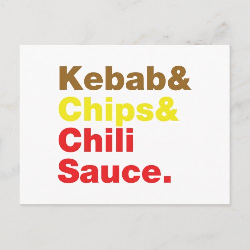 Kebab  Chips  Chili Sauce Postcard