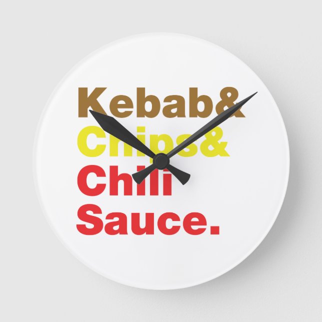 Kebab & Chips & Chili Sauce. Round Clock (Front)