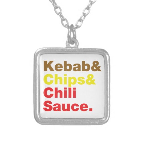 Kebab  Chips  Chili Sauce Silver Plated Necklace