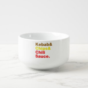 Kebab & Chips & Chili Sauce. Soup Mug