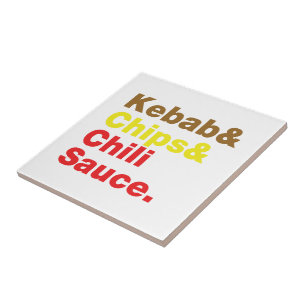 Kebab & Chips & Chili Sauce. Tile