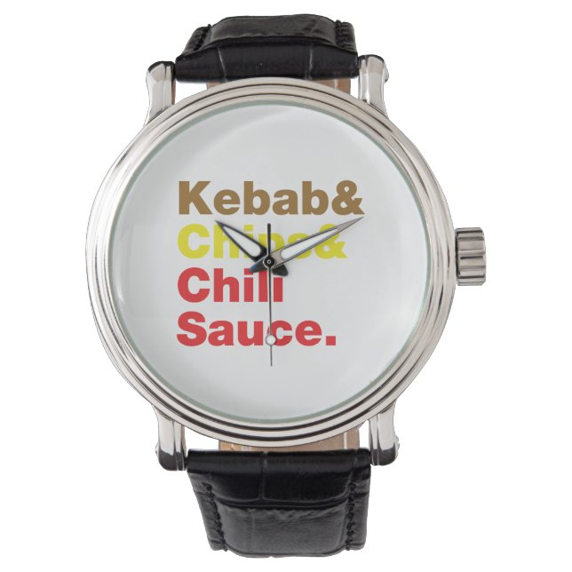 Kebab & Chips & Chili Sauce. Watch (Front)