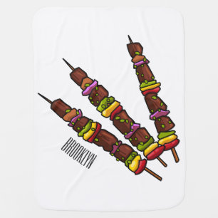 Kebab or kabob cartoon illustration baby blanket