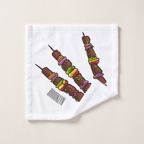 Kebab or kabob cartoon illustration bath towel set
