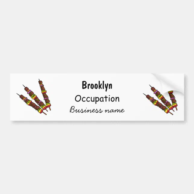 Kebab or kabob cartoon illustration bumper sticker | Zazzle